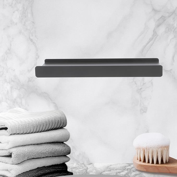 Metal Floating Shelf 30cm Wall Mounted Bathroom Organizer Rack Gun Gray Aluminum Alloy Storage Shelf for Toiletries and Makeup Bathroom Wall Shelving