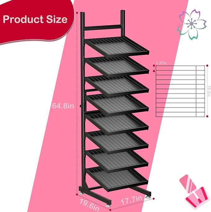 Nail Polish Rack - 8 Tier Tilting Nail Polish Bottle Metal Shelf, Extra Large Capacity for Essential Oil Storage Suitable for Nail Salon eauty salonRetail Store