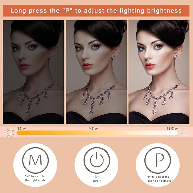 Hollywood Vanity Mirror with Lights, 9 LED Bulbs Hollywood Makeup Mirror, Tabletop Vanity Lighted Mirror with 3 Color Lighting Modes, Smart Touch Control, White