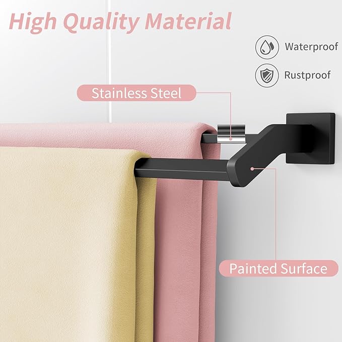 Double Towel Bar, Towel Racks for Bathroom, 32 Inch Heavy Duty Stainless Steel Bathroom Towel Holder Rod Wall Mounted, Bath Towel Rack, Matte Black