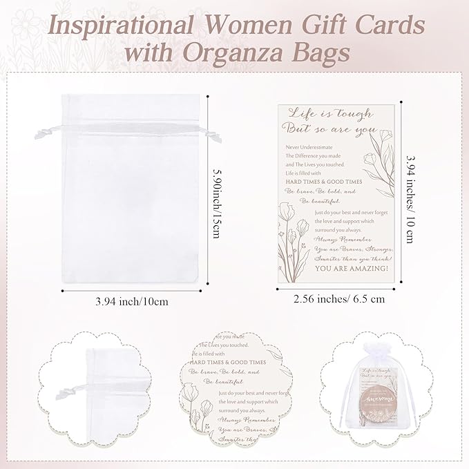 50 Set Mother's Day Inspirational Compact Mirror Religious Bulk Gift for Women Christian Mini Makeup Pocket Mirror Administrative Professional Gift with Card for Volunteer Employee Teacher (Boho)
