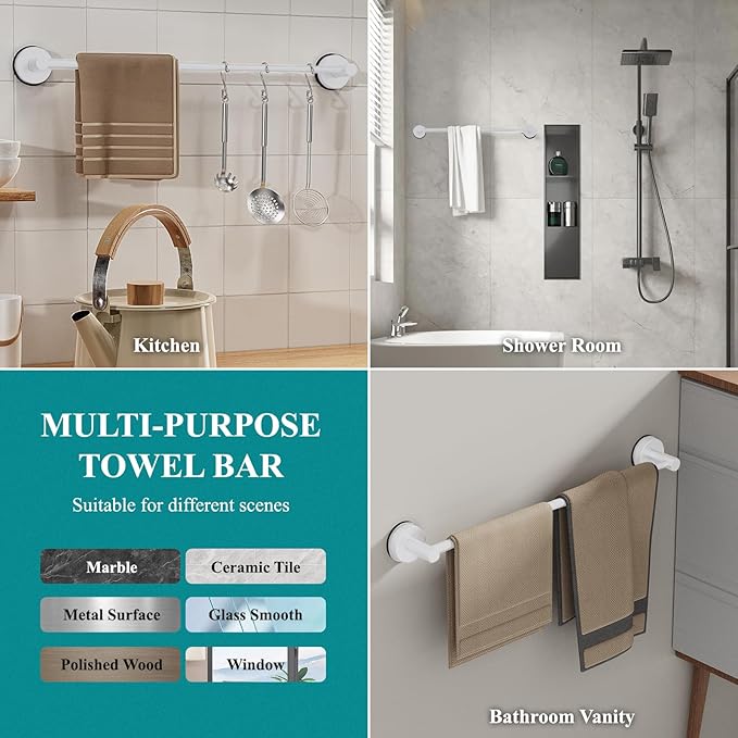 Towel Bar for Bathroom Wall,Adjustable 12~21 Inch Towel Racks for Bathroom Wall Mounted, Towel Holder for Glass Shower Door,Apparment Essentials,Home Decor-White(2pcs)