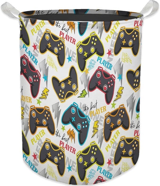 Color Game Machine Laundry Basket, Toybox for Boys Room, Colorful Laundry Basket Hamper Waterproof Collapsible Clothes Toys Storage Bin Organizer for Bedroom Bathroom Boys Gamer Room
