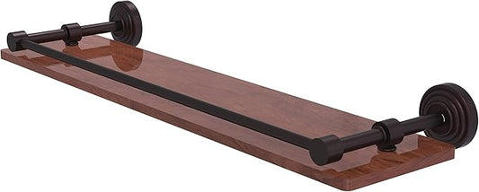 Allied Brass WP-1-22-GAL-IRW Waverly Place Collection 22 Inch Solid IPE Ironwood Gallery Rail Wood Shelf, Antique Bronze