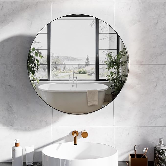 Round Bathroom Medicine Cabinet with Mirror,Wall Mounted Vanity Mirror with Adjustable Shelves Metal Storage Cabinet for Bathroom Bedroom (No Assembly Required) Black 20.5 * 20.5''
