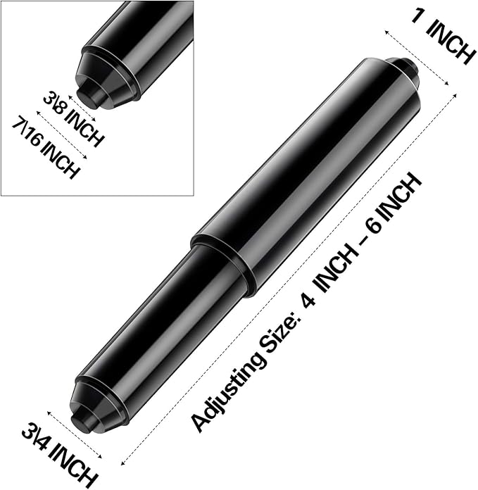 Shappy 2 Pcs Universal Toilet Paper Holder Replacement Rod Spring Loaded Plastic Retractable Paper Replacement Rod Toilet Tissue Roll Holder Insert for Bathroom Home Fixture Accessories (Black)