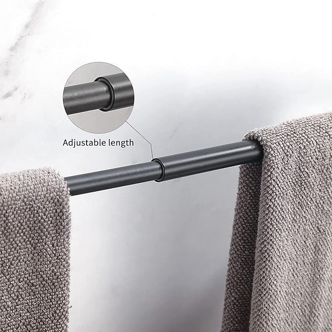 Crystal Black Towel Bar, Adjustable Bathroom Towel Holder Bar, Matte Black Single Towel Rack Hanger Home Towel Holder Rod for Bathroom Wall Mounted Bathroom Accessory