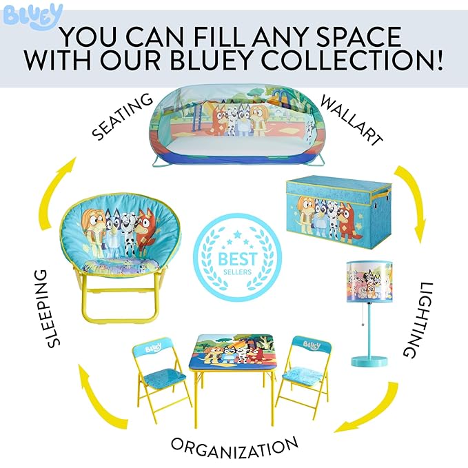 Bluey Pop-Up Hamper with Carry Handles ?€? 21" x 13.5", Bluey and Bingo Design, Lightweight & Collapsible Laundry Basket for Kids?€? Bedroom, Bathroom, or Playroom