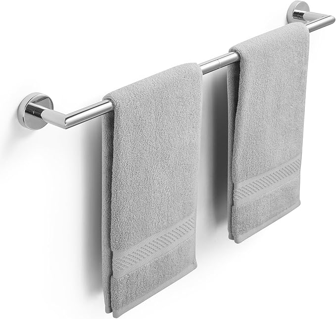 JunSun Polished Chrome Bath Towel Bar 24 Inch Bathroom Towel Rack Towel Holder Modern Home Decor Towel Rod Bathroom Hardware Chrome Towel Hanger Towel Rail Towel Shelf Single Towel Bars Wall Mounted