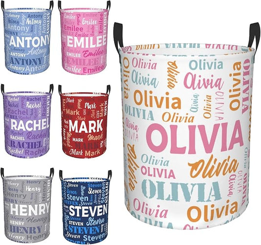 Custom Name Laundry Basket, Personalized Collapsible Laundry Hamper with Name for Bathroom Bedrooms, Customized Dirty Clothes Hamper Storage Basket Gifts for Kids Boys Girls Baby Men Women