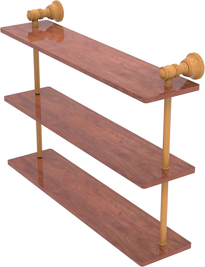 Allied Brass CL-5-22-IRW-GLY Carolina Collection 22 Inch Triple Wood Shelf, Golden Yellow