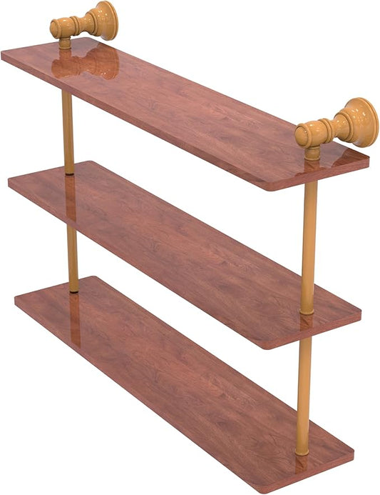Allied Brass CL-5-22-IRW-GLY Carolina Collection 22 Inch Triple Wood Shelf, Golden Yellow