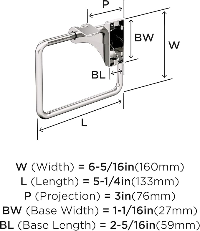 Amerock Davenport Polished Nickel Closed Towel Ring, BH36052PN