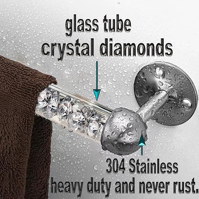 Meetart Crushed Diamond Glass Towel Bar for Bathroom,Set of 2 Towel Rods Wall-Mounted ,Towel Racks for Bath Towels,Hand Towels(21”)