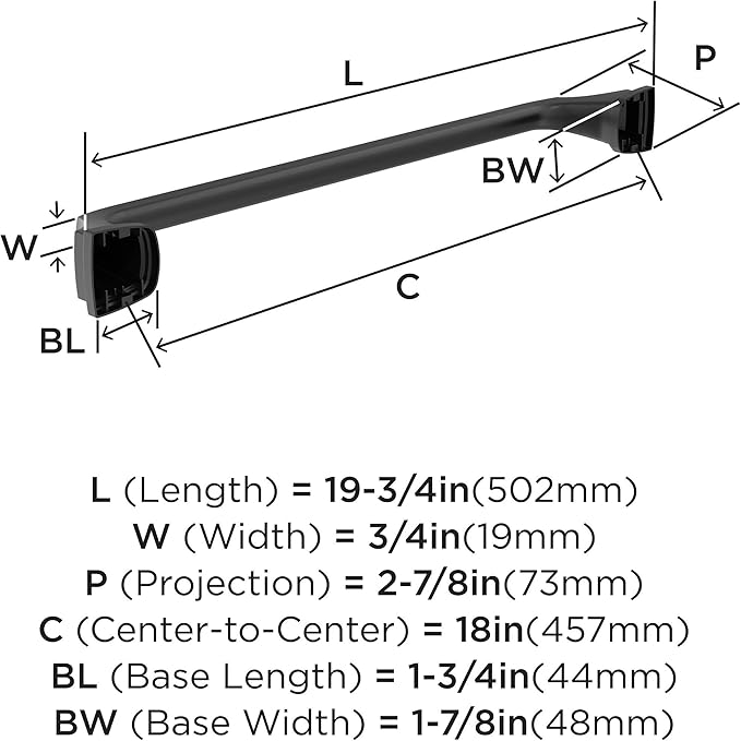 Revitalize Matte Black Traditional 18 in (457 mm) Towel Bar
