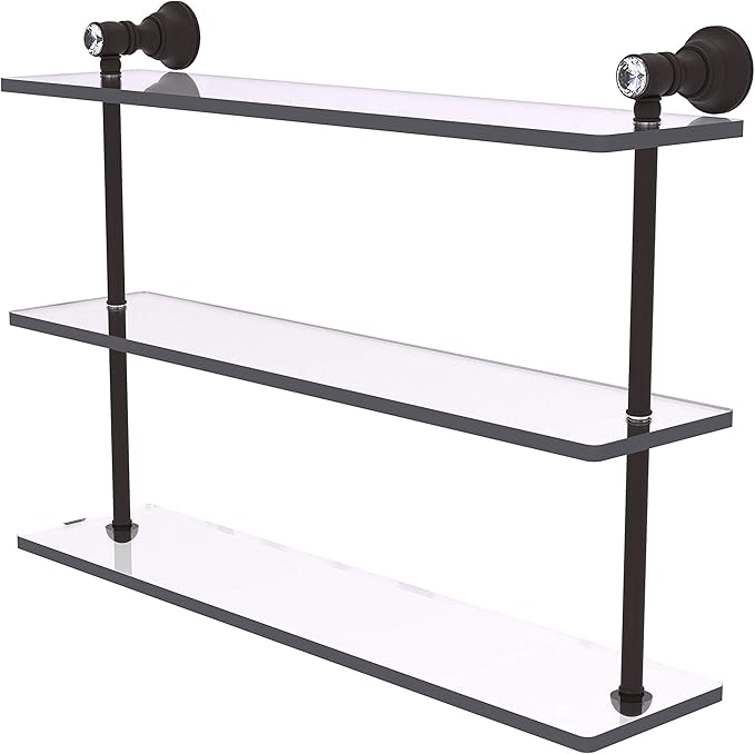 Allied Brass CC-5-22 Carolina Crystal Collection 22 Inch Triple Glass Shelf, Oil Rubbed Bronze