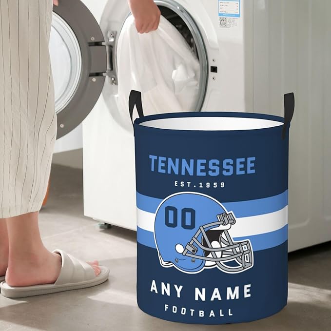 Custom Tennessee Laundry Hamper - Personalized Football Style Laundry Basket - Customized Name And Number - Dirty Clothes Hamper Waterproof Large Capacity Hamper for Bedroom Bathroom Living Room