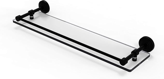 Allied Brass WP-1/22-GAL-BKM Wp 1 Gal Waverly Place Inch Tempered Gallery Rail Glass Shelf, 22 Inch, Matte Black
