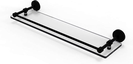 Allied Brass WP-1/22-GAL-BKM Wp 1 Gal Waverly Place Inch Tempered Gallery Rail Glass Shelf, 22 Inch, Matte Black