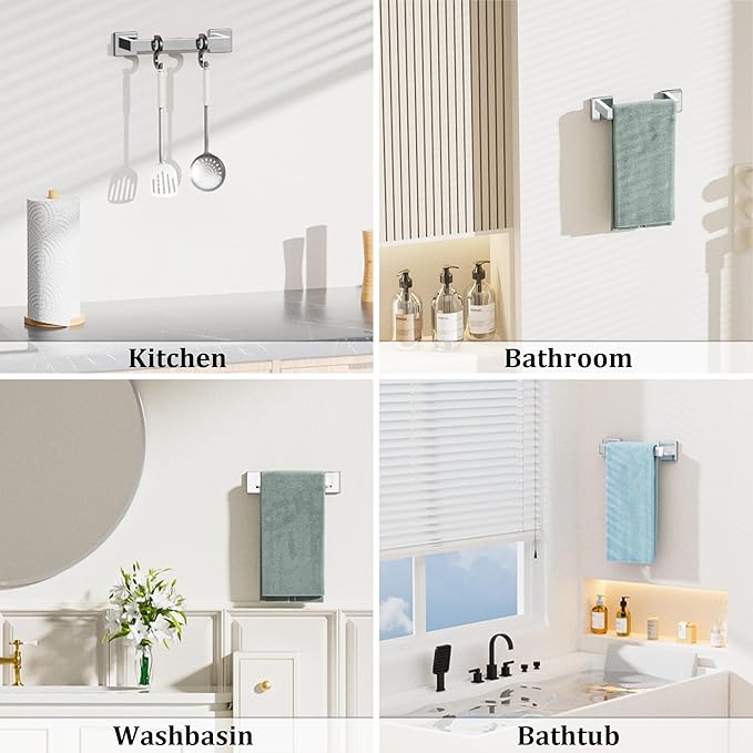 Alise Polished Chrome Towel Bar, 12 Inch Towel Racks for Bathroom, SUS304 Stainless Steel Towel Holder Wall Mounted, Heavy Duty Towel Hanger for Bathroom & Kitchen (Polished Chrome)