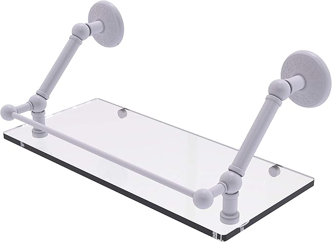 Allied Brass PMC-1-18-GAL Prestige Monte Carlo 18 Inch Floating Gallery Rail Glass Shelf, Matte White
