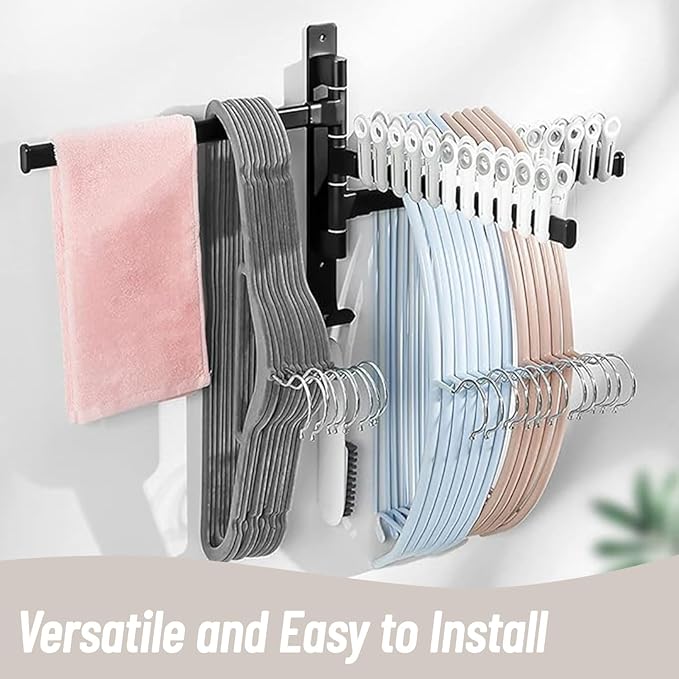 2-5 Arms Swivel Towel Rack Bath Towel Holder with Hook Swing Arm Towel Rack Wall Mount for Bathroom Kitchen-Grey 3Arm