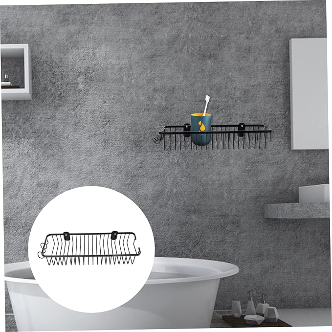 1Pc Wall Mounted Household Storage Rack Stylish Mesh Basket Design Easy to Install Non Punch Shelf for Bathroom Organization Without Wall Damage