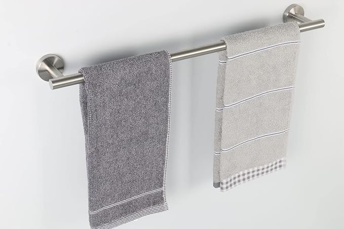 TocTen Bath Towel Bar - 2 Pack Thicken SUS304 Stainless Steel Towel Rack for Bathroom, Bathroom Hardware Accessories Towel Rod Heavy Duty Wall Mounted Towel Holder (24 Inch, Brushed Nickel)