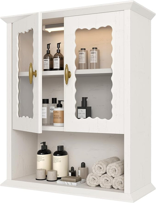 CJL Bathroom Wall Cabinet with Motion Sensor Led Light, Over The Toilet Storage Cabinet, 18.9'' x 23.6'' Medicine Cabinet of Mid-Century Modern Design with Acrylic Door, White