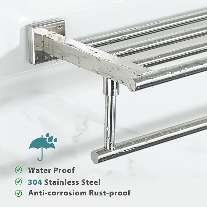 Alise Towel Racks for Bathroom Wall Mounted,Bathroom Towel Rack with Tower Bar,32 Inch Double Towel Racks for Bathroom,SUS304 Stainless Steel Bathroom Towel Holder Brushed Nickel