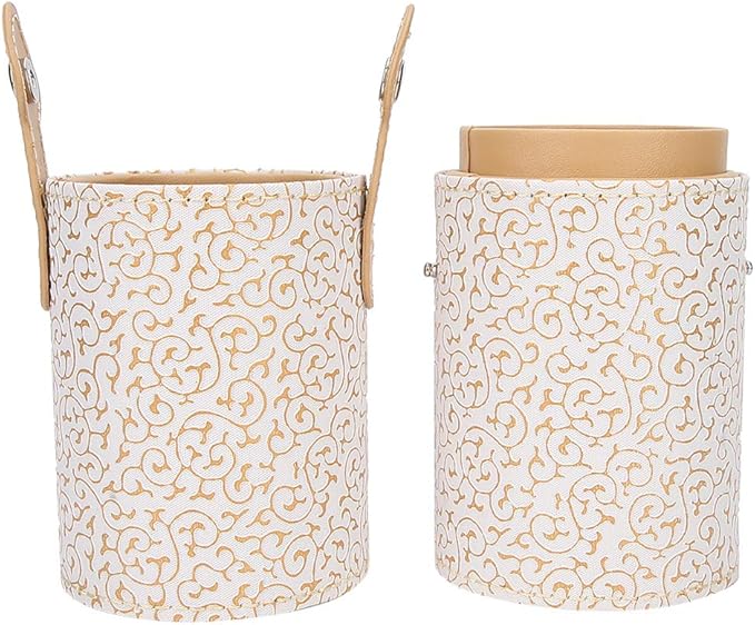 LAVEN Makeup Brush Holder ?€? PU Leather Portable Cosmetic Brush Cup for Travel, Desk & Dressing Table Organization (Apricot)