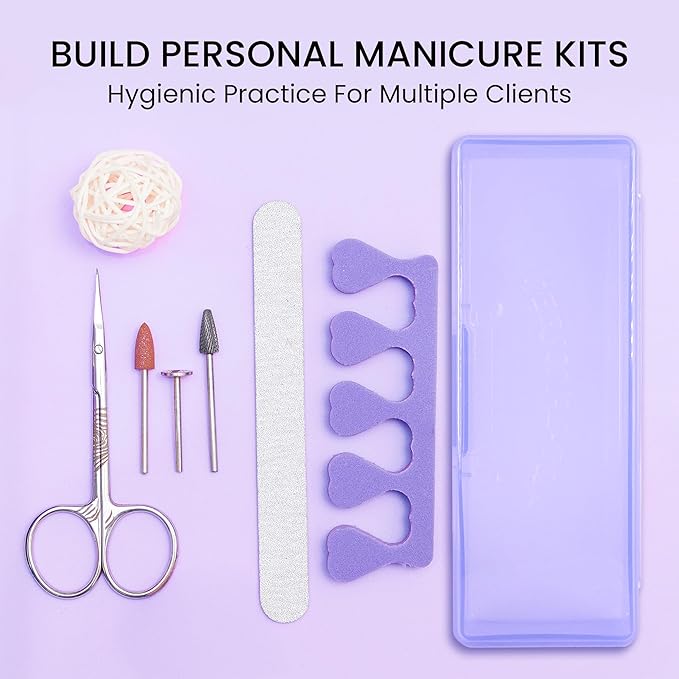 Beauticom Personal Box Storage Case for Professional Manicurist Nails Pedicure (Large Size) (4 Pieces, PURPLE)