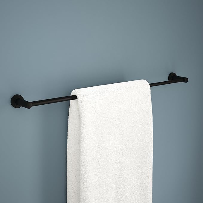 Franklin Brass Wake (1-Pack) Telescoping 15-1/2" ?€? 29" Adjustable Towel Holder Matte Black Wall Mounted Towel Bar Expandable Towel Rack for Bathroom Bathroom Accessories WAK27-MB
