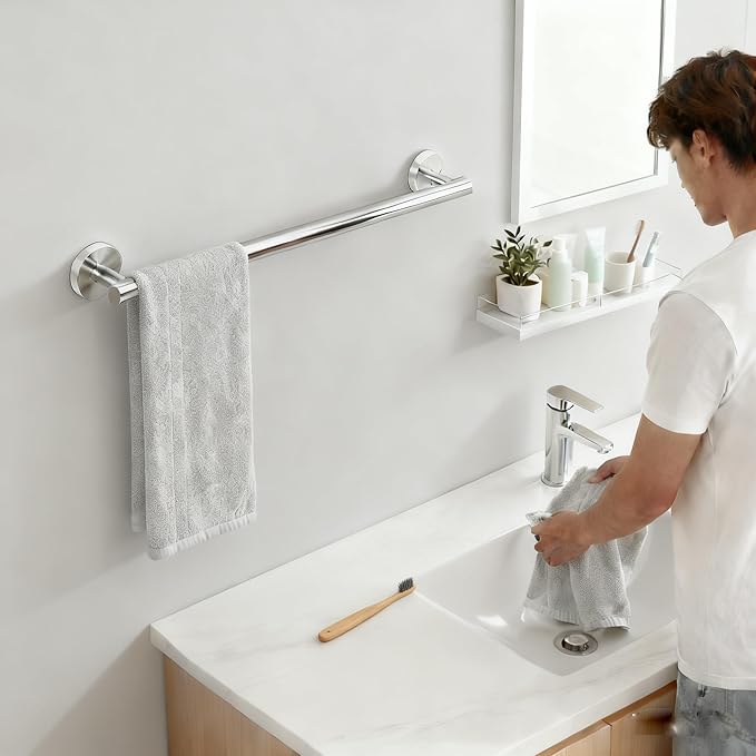 Towel Racks for Bathroom, Stainless Steel Towel Rack, Bathroom Towel Holder, Towel Bar for Bathroom Wall, Towel Holder for Bathroom Wall, Bathroom Towel Rack, Towel Bar, Bathroom Accessories (Silver)