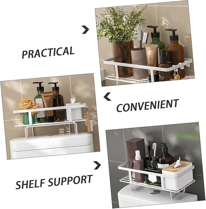 PRETYZOOM Bathroom Storage Organizer Over The Toilet Shelf Space Saver Carbon Steel Rack Easy Install Wall Mount Storage Holder