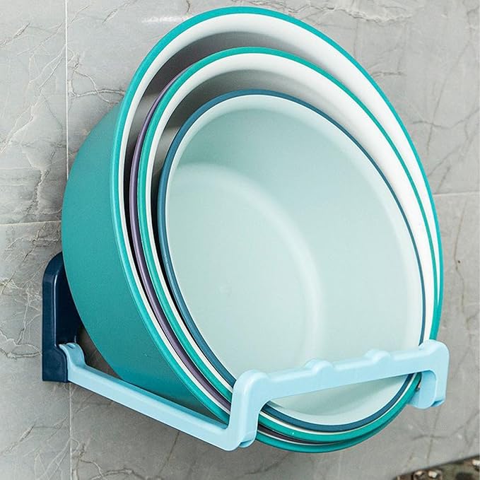 2PCS Washbasin Rack, Foldable Washbasin Storage Rack Wall Mounted Hanging Shelf for Bathroom Kitchen (Blue)