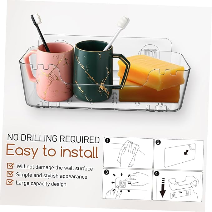 2pcs Floating Shelves for Bathroom No Drill Wall Mount Organizer for Bathroom Accessories Design for Easy Installation Minimalist Storage