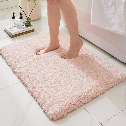 Bathroom Rugs Non Slip Washable 32x20, Ultra Thick Soft Microfiber Absorbent Bath Mats, High Density Foam Latex Non Slip Backing Bath Rugs, Fluffy Floor Carpet for Tub&Shower, Sakura