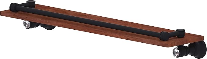 Allied Brass CC-1-22-GAL-IRW Carolina Crystal Collection 22 Inch Gallery Rail Wood Shelf, Matte Black