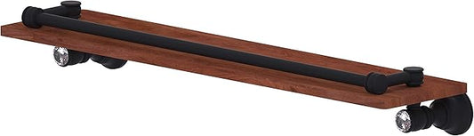 Allied Brass CC-1-22-GAL-IRW Carolina Crystal Collection 22 Inch Gallery Rail Wood Shelf, Matte Black