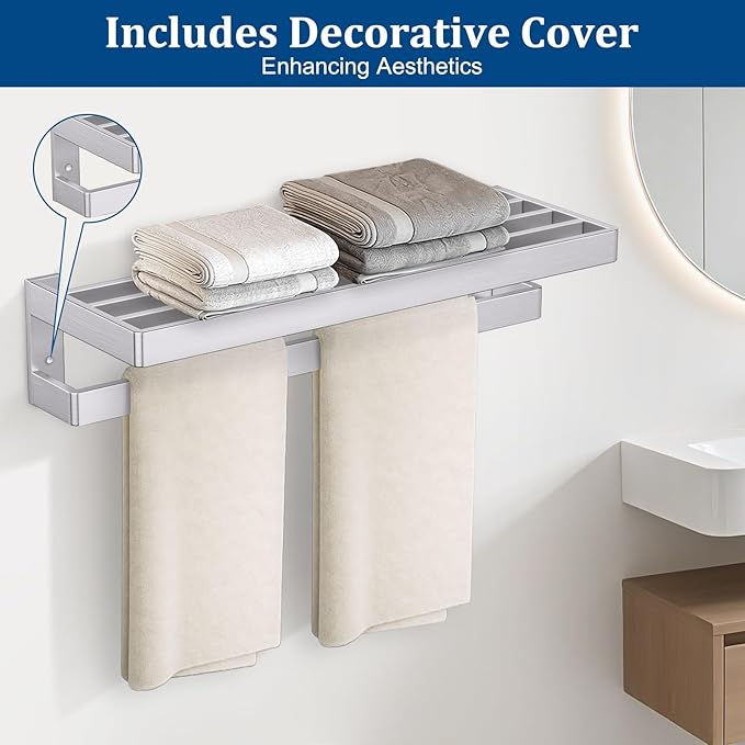 Brushed Nickel Towel Bar Towel Rack for Bathroom,Multi-Layer Towel Holder Stainless Steel Wall-Mounted Bathroom Hardware Accessories 23.6-inch