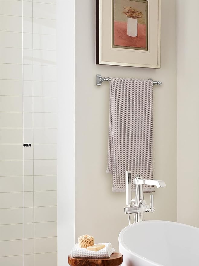 Amerock BH3605326 | Chrome Towel Bar | 18 in (457 mm) Towel Rack | Davenport | Bathroom Towel Holder | Bathroom Hardware | Bath Accessories