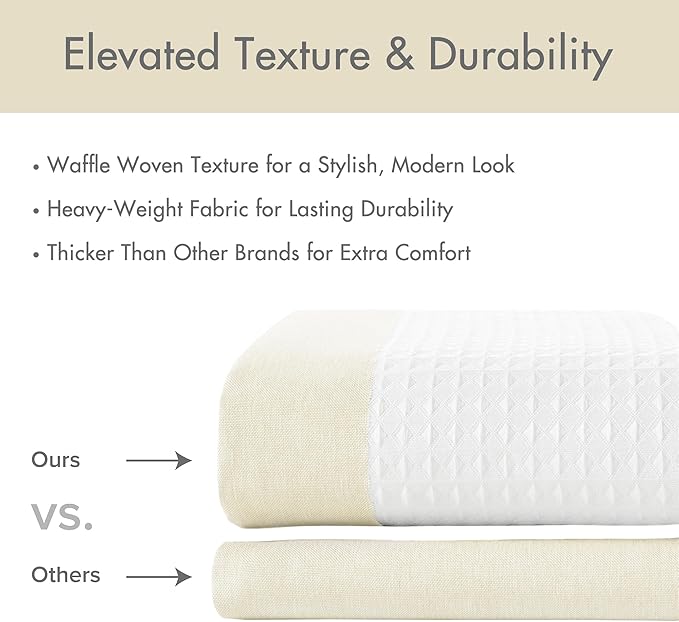 Madison Park Shower Curtain Spa Waffle Weave Shower Curtain for Bathroom 3M Scotchgard Moisture Management, Spa Quality Modern Shower Curtains for Bathroom, Standard: 72x72 Cream