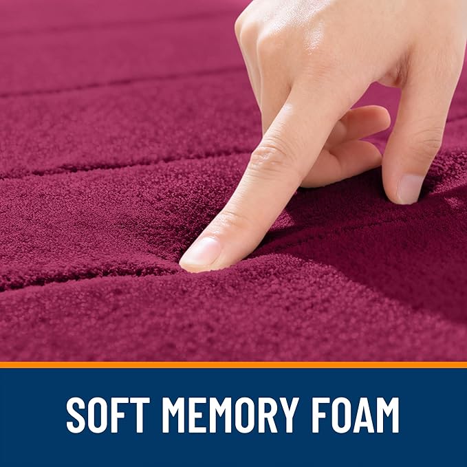 OLANLY Memory Foam Bath Mat 44x32, Super Soft Absorbent Bathroom Rugs, Quick Dry, Machine Washable Shower Floor Rugs, Bathmat Carpet, Bathroom Home Decor Accessories, Burgundy