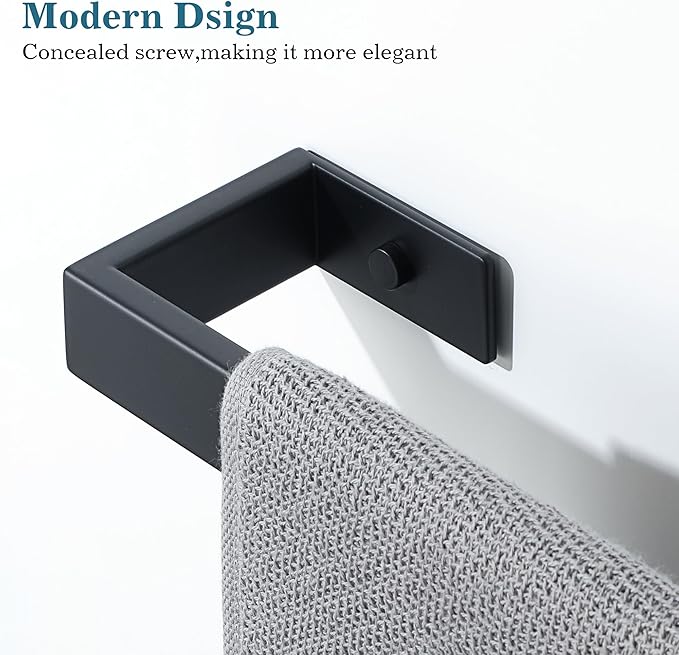 Towel Rack for Bathroom Wall Mount, 15.75" SUS304 Stainless Steel Rustproof Towel Bar, Matte Black Towel Holder for Bathroom Laundry Room Hotel Modern Home Decor