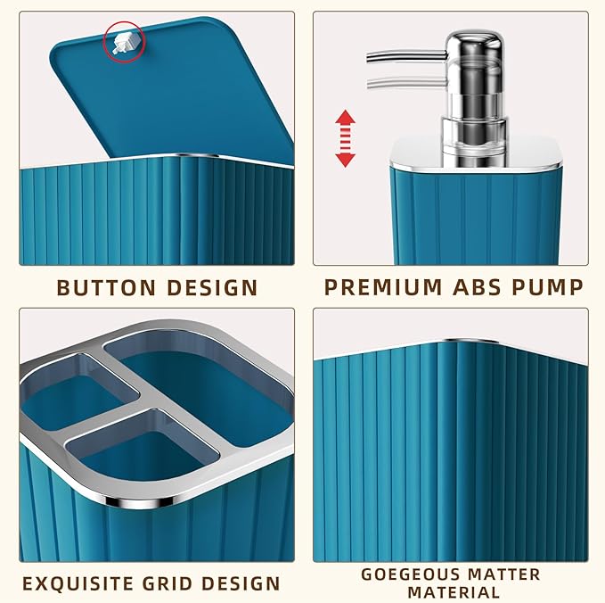 XLHOMO Bathroom Set - 28PC Gorgeous Teal Bathroom Set with Shower Curtain, Bathroom Accessory Set, Bathroom Sets with Shower Caddy