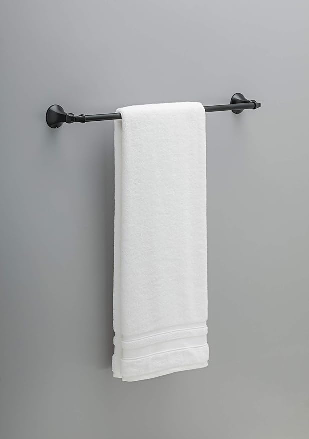DELTA FAUCET Rubber Limited 76424-BL Ashlyn 24-in Wall Mount Towel Bar Bath Hardware Accessory in Matte Black