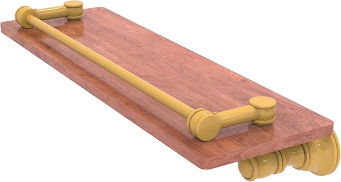 Allied Brass CL-1-16-GAL-IRW-SGL Carolina Collection 16 Inch Wood Shelf with Gallery Rail, Spanish Gold