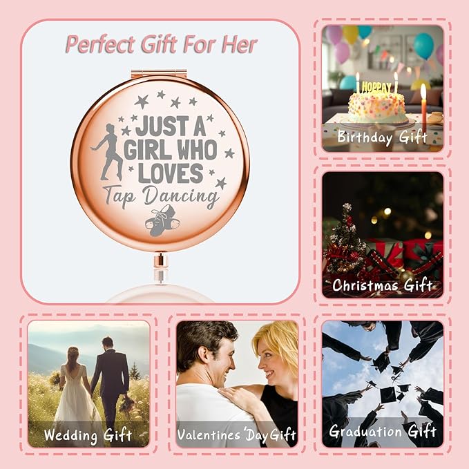 MYOSPARK Tap Dance Lover Gift Compact Makeup Mirror (Loves Tap Dance Mirror)