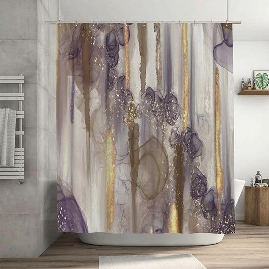 Shower Curtains for Bathroom,Mid Century Modern Brown Gray Purple Gold Beige Shower Curtain Bath Decor Waterproof Bathroom Curtain 72 X 72 Inch